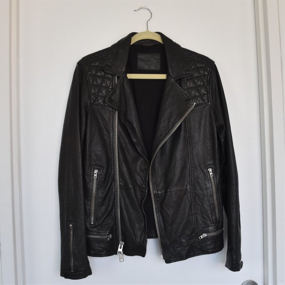 AllSaints Conroy Leather Biker Jacket Ink